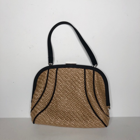 LOFT Handbags - Loft Woven Hand Bag Clasp Closure Piping Detail